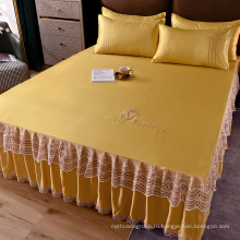 Роскошный комплект постельного белья из сплошного цвета из микрофибры, юбка-кровать